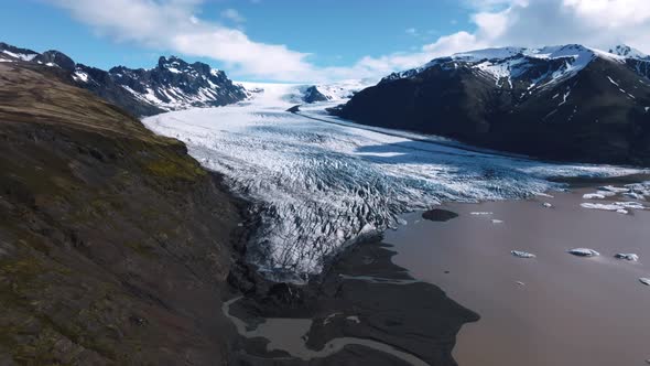 Aerial Panoramic View of the Skaftafell Glacier Vatnajokull National Park