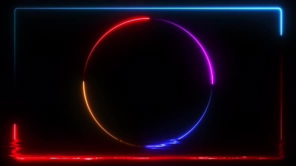 Abstract Glowing Circle Neon Frame Background Seamless Loop V2