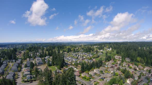 Washington Evergreen State Residential Housing On Sunny Spring Day