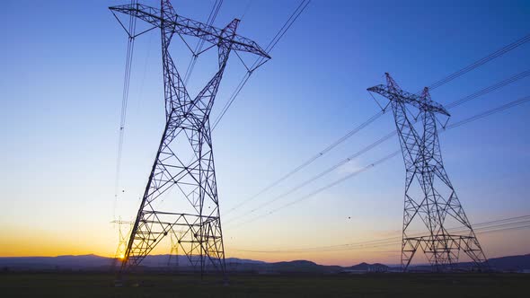 Power lines at sunset.