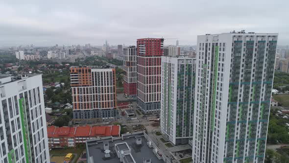 Aerial view of new modern, colorful, high-rise buildings 04