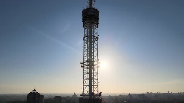 TV Tower in the Morning at Dawn in Kyiv, Ukraine