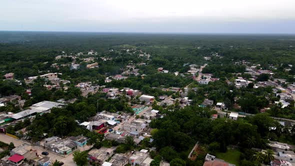 Aerial view of the town of Mani, Yucatan