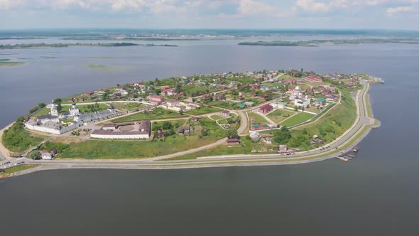 A Town-island Sviyazhsk in Russia Surrounded By the River - Several Religious Buildings and