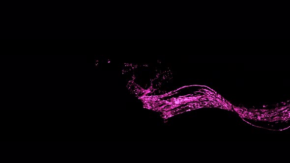 黒い背景に分離された 1000Fps でのピンクの液体のしぶきのスーパー スロー モーション ショット / Videohive, Stock footage, Slow motion