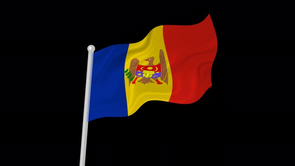Moldova Flag Wavy Animated On Black Background