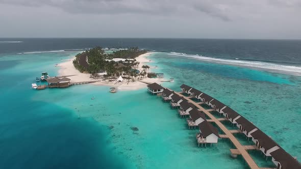 Beautiful drone shot above Maldives island Full HD