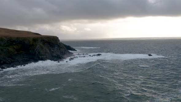 Aerial View of the Beautiful Coast at Malin Beg Looking in County Donegal, Ireland