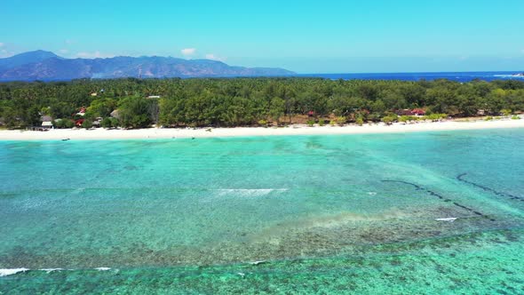 Aerial top down abstract of exotic sea view beach holiday by blue water with white sand background o