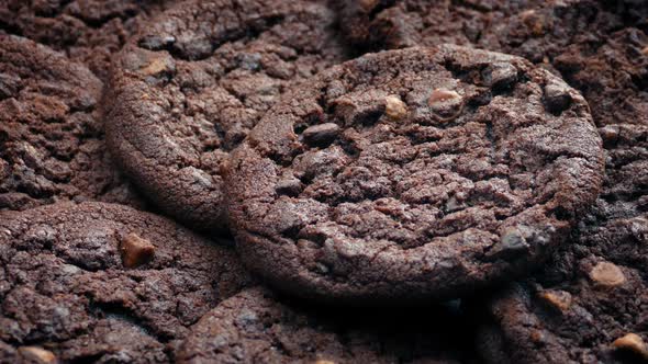 Delicious Double Chocolate Cookies Turning Slowly