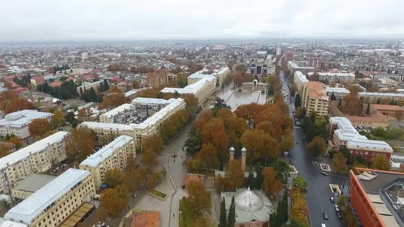 Areal drone view of Ganja - Gence city of Azerbaijan