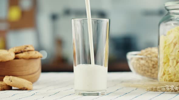 Milk in Glass Cup Closeup