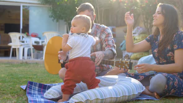 Family having fun in the park