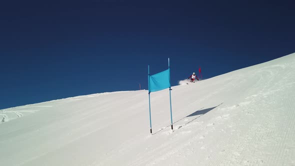 Ski Race Giant Slalom Man in Slow Motion