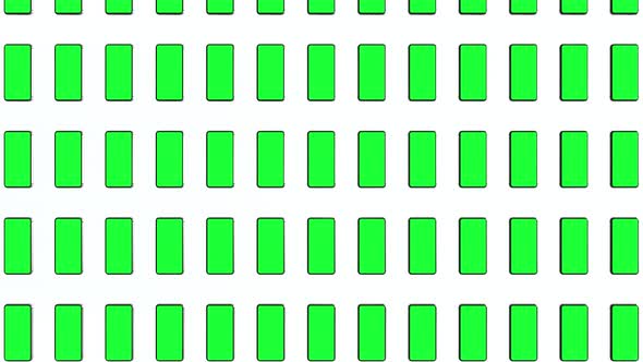 Mobile Phones with Blank Green Screen Front View Isolated on White Background