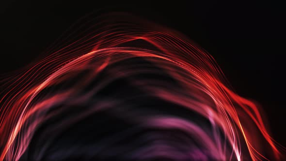 4k looped abstract background of glow particles form lines