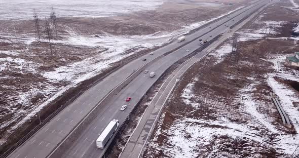 A Large Truck Is Traveling on a Multilane Highway