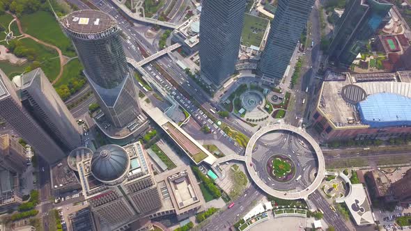 Aerial view of Shanghai Downtown skyline, China. Financial districts in urban city