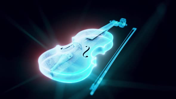 Violin Hologram Close Up Hd