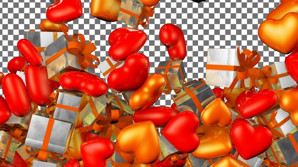 Valentines Day Hearts and Gift Boxes Transition – Red Gold alt