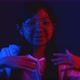 Child girl  is dancing in a good mood in the dark - VideoHive Item for Sale