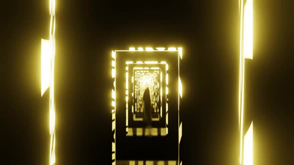 Retro Gold Neon Light VJ LOOP tunnel