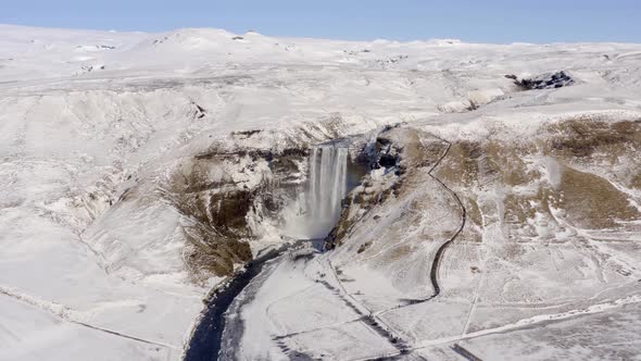 Skogafoss Waterfall one of Iceland's Iconic Landmarks and Tourist Attraction