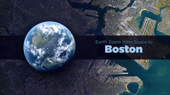 Boston (Massachusetts) Earth Zoom to the City from Space
