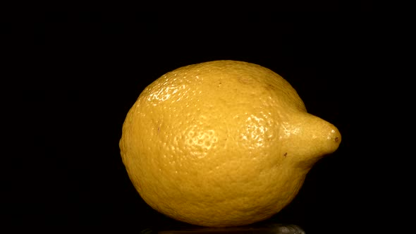 Ripe Lemon, on Black, Rotation, Close Up