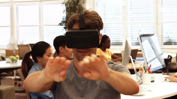 Man using virtual reality headset