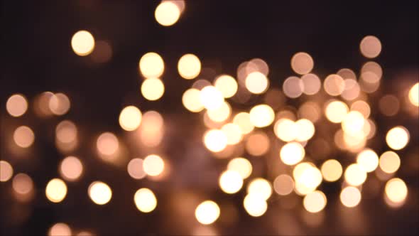 Christmas Lights Shimmering Abstract Golden Warm Circles Defocused