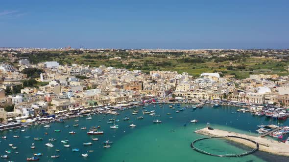 Aerial view of the city Marsaxlokk in Malta