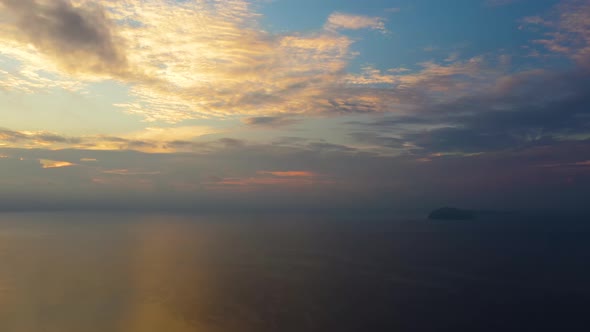 Sunrise Over the Sea View From the Drone