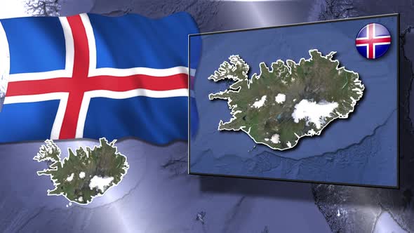 Iceland Flag And Map Animation