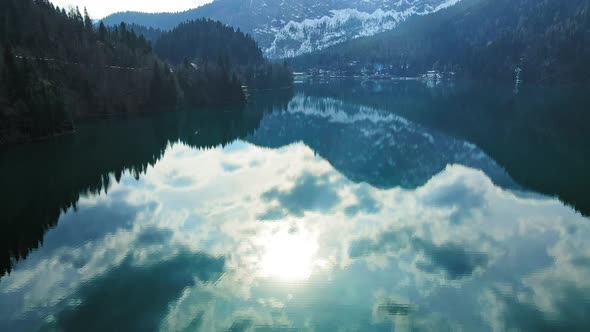 Beautiful Alpine Lake Ritsa Between the Mountains