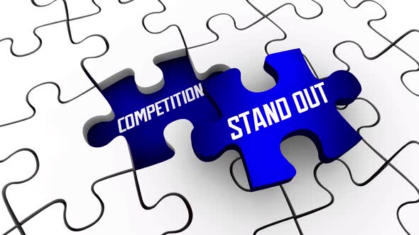 Stand Out From Competition Puzzle Pieces Win Positive Unique Confidence 3d Animation