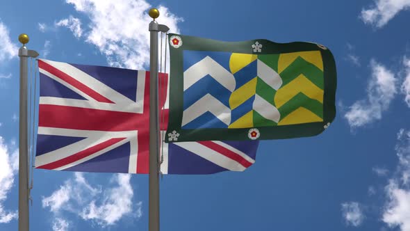 United Kingdom Flag Vs Cumbria County Flag England On Flagpole
