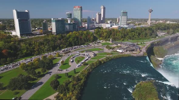 4K aerial footage of Niagara Falls (Horseshoe) in Ontario, Canada