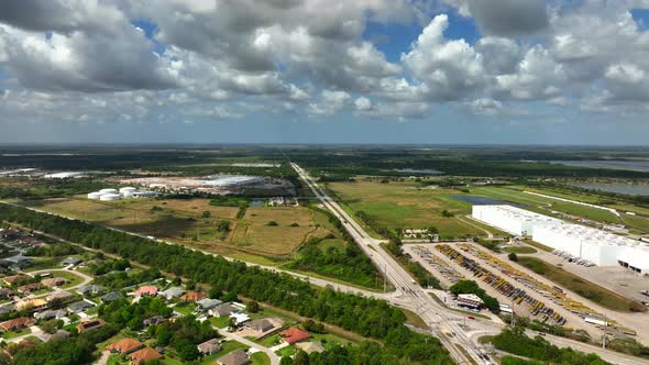 Aerial Video Industrial District West Port St Lucie Fort Pierce Fl Usa 4k