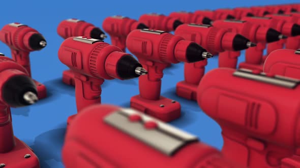 Red Power Drills In A Row Hd