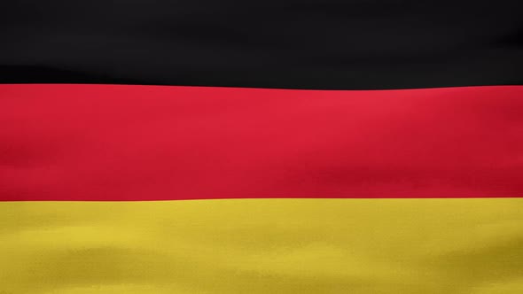 Wavy German Flag in  Texture Background of Flagpole