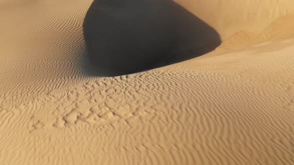  Aerial Drone Flying Low Above Incredible Wavy Texture of the Sand Desert 