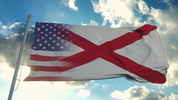 Flag of USA and Alabama State