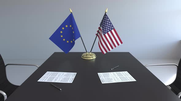 Flags of the European Union and the United States