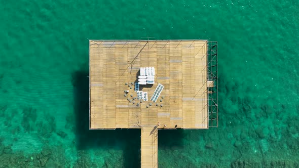 Pier by the sea aerial view Turkey Alanya 4 K