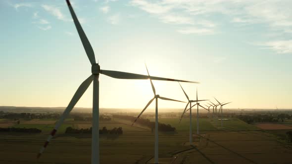 Wind Power Turbines Generating Clean Renewable Energy