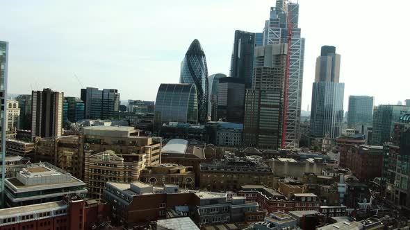 Panning shot of Buildings in the city of London