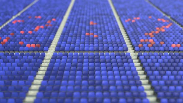 22 Score Made with Red and Blue Football Arena Seats alt