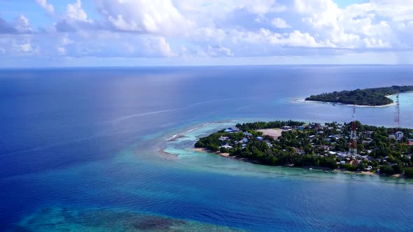 Aerial drone abstract of resort beach trip by blue sea and sand background