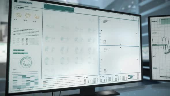 Data and informations on screen. Lung scan. Covid-19 pneumonia. Lungs infection alt